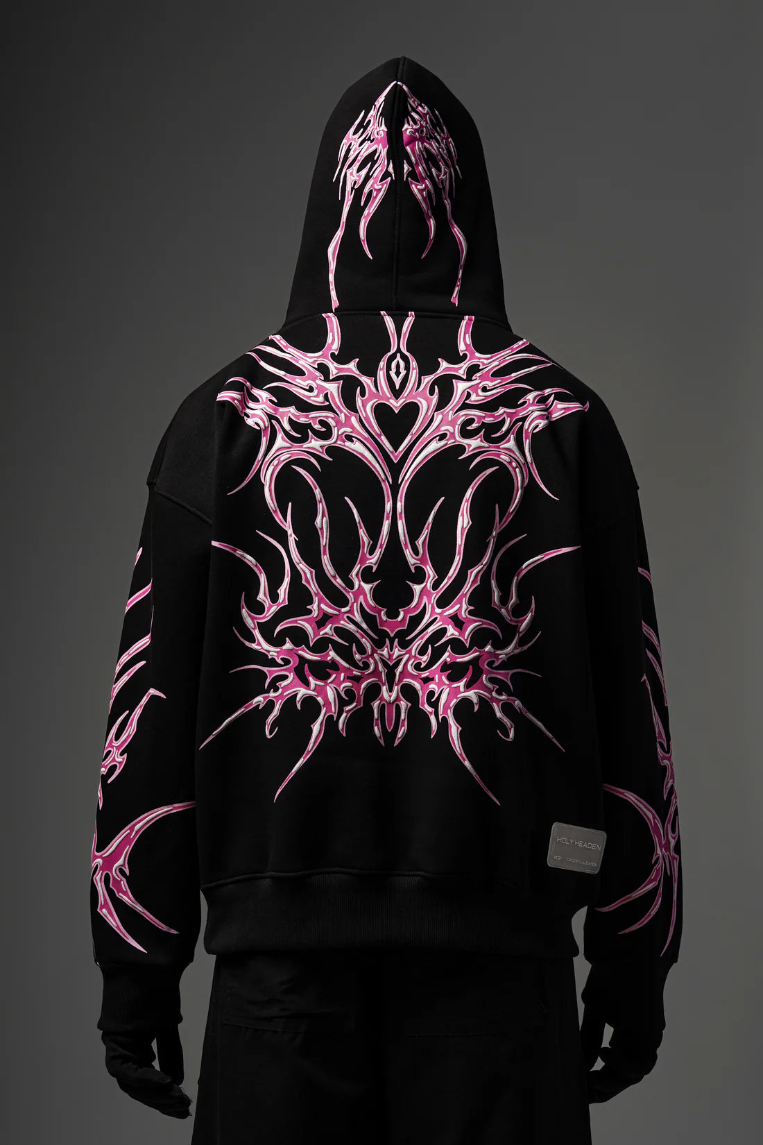 Hoodie Streatwear Balaclava-con grafica rosa