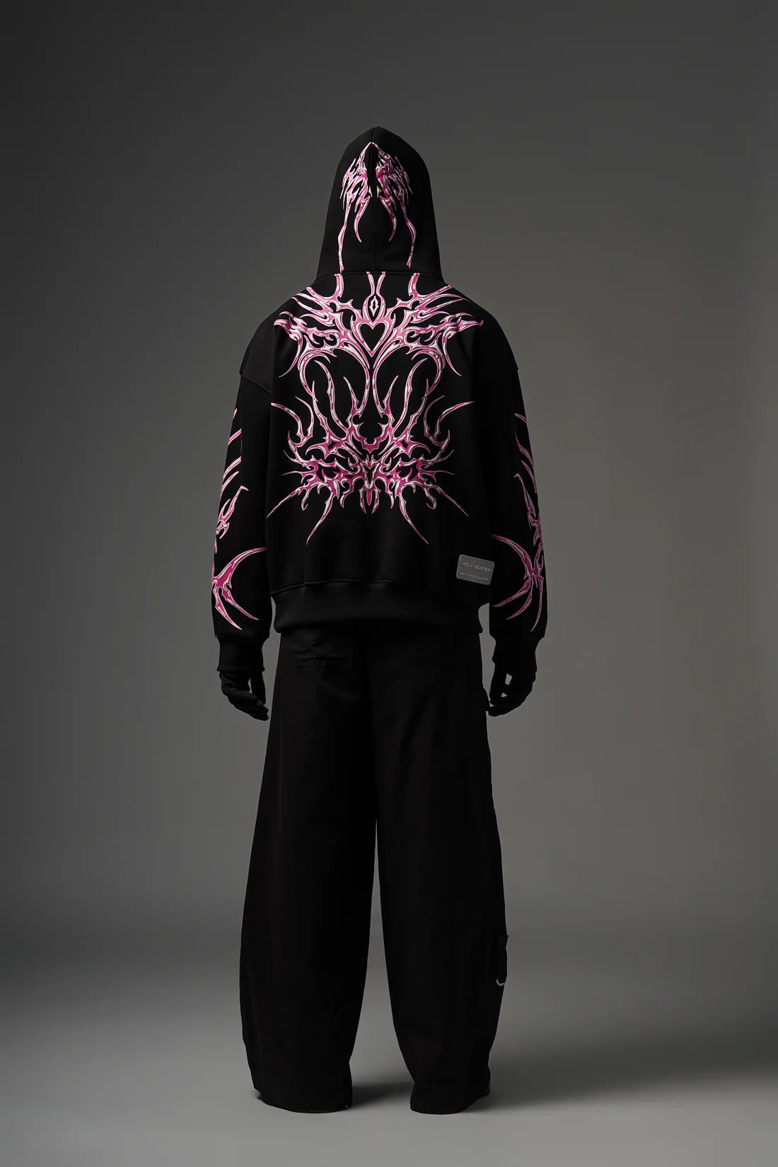 Hoodie Streatwear Balaclava-con grafica rosa